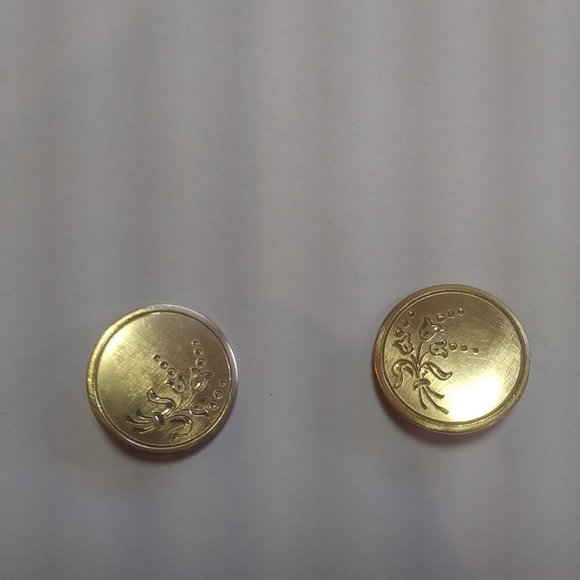 Gold filled round floral etched clip earrings 1 20 12K GF BAB - Picture 13 of 14